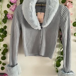 Missguided Light Blue Ribbed Cardigan